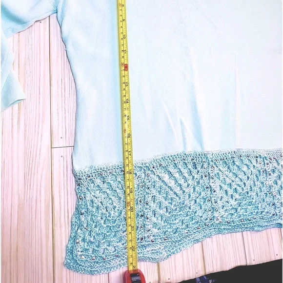 Joseph A Sky Blue Knit Hem Blouse - Picture 5 of 13